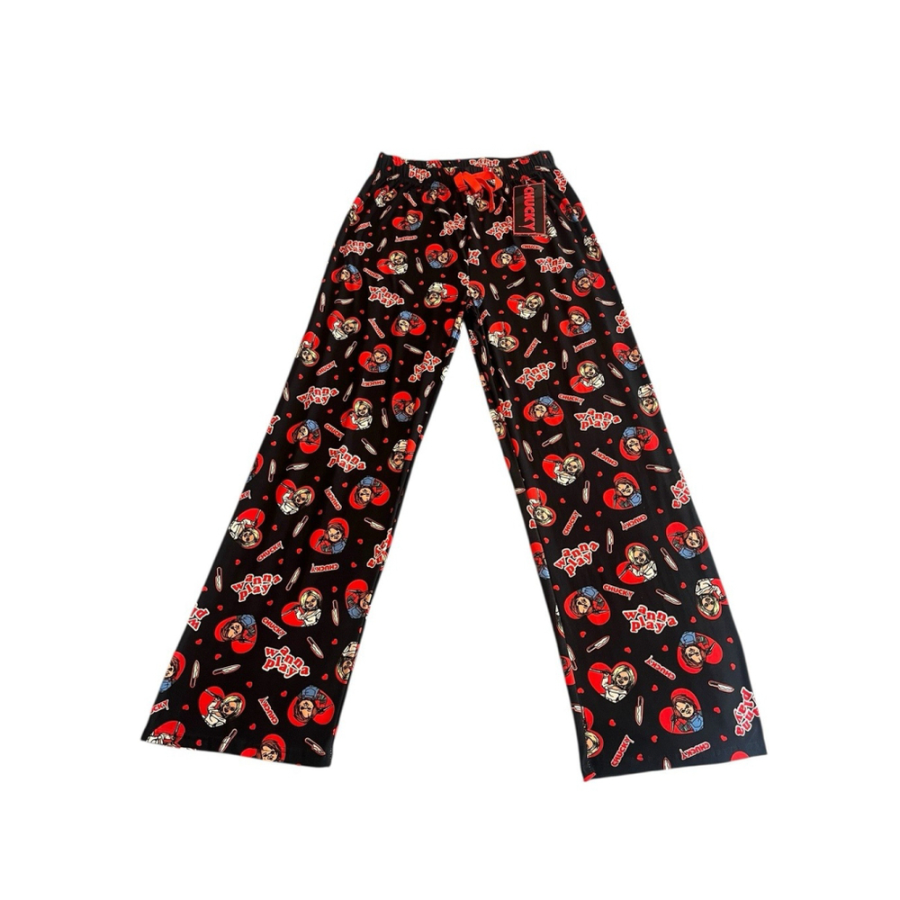 Chucky Pajama Lounge Pants Mens Size Medium Black Red